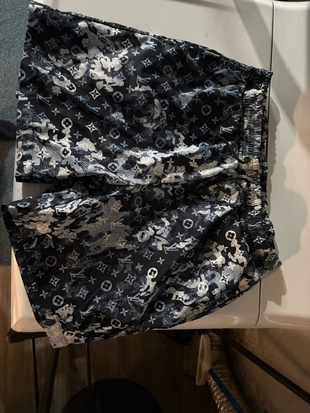 Louis Vuitton navy and White Monogram Swim Shorts - Picture 4 of 5